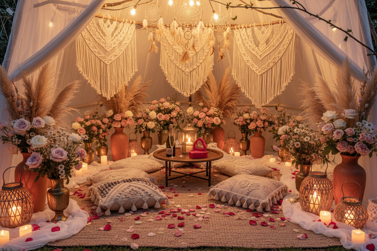 Bohemian style, valentines day set surprise set up