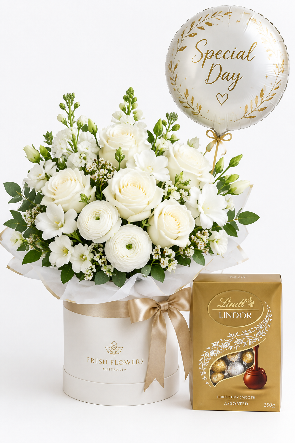 Birthday blooms and balloons and sweetie treats